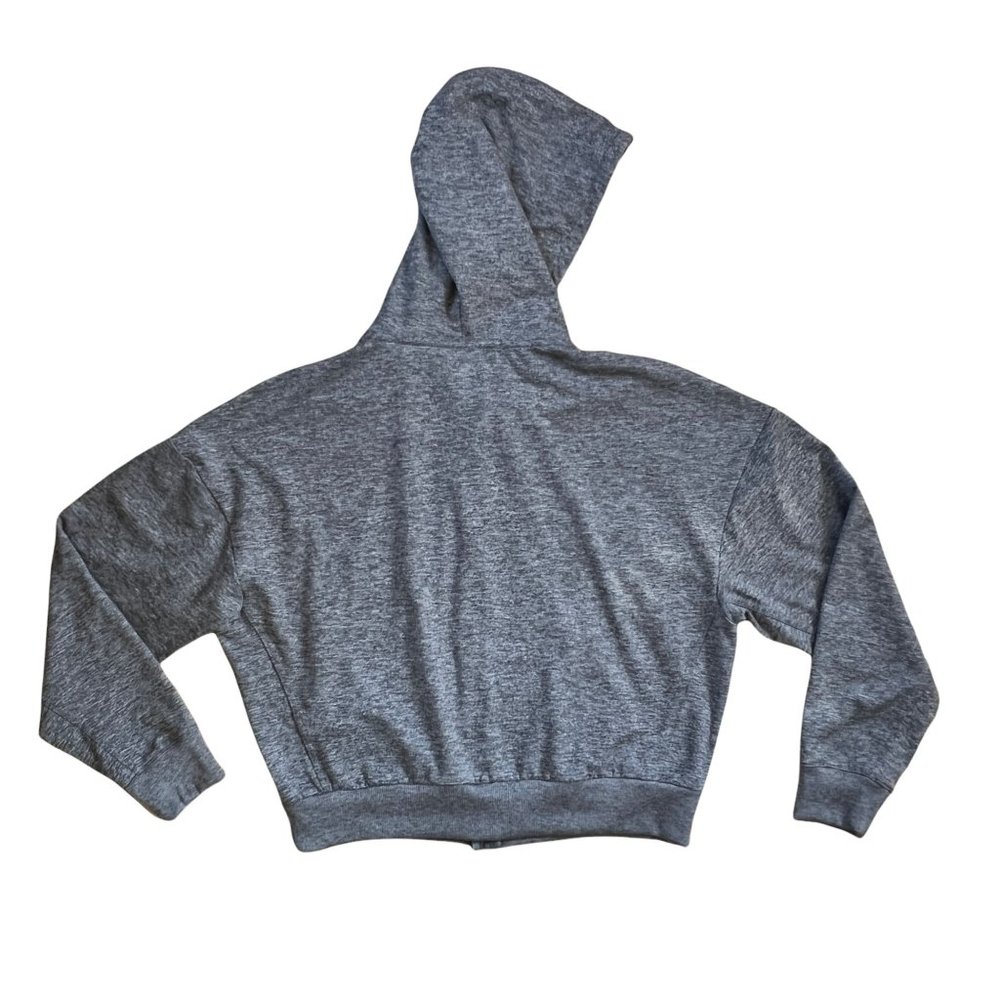 Gap Fit Gray Full Zip Cropped Lightweight Hoodie Drawstring Hood Pockets… - Picture 2 of 9